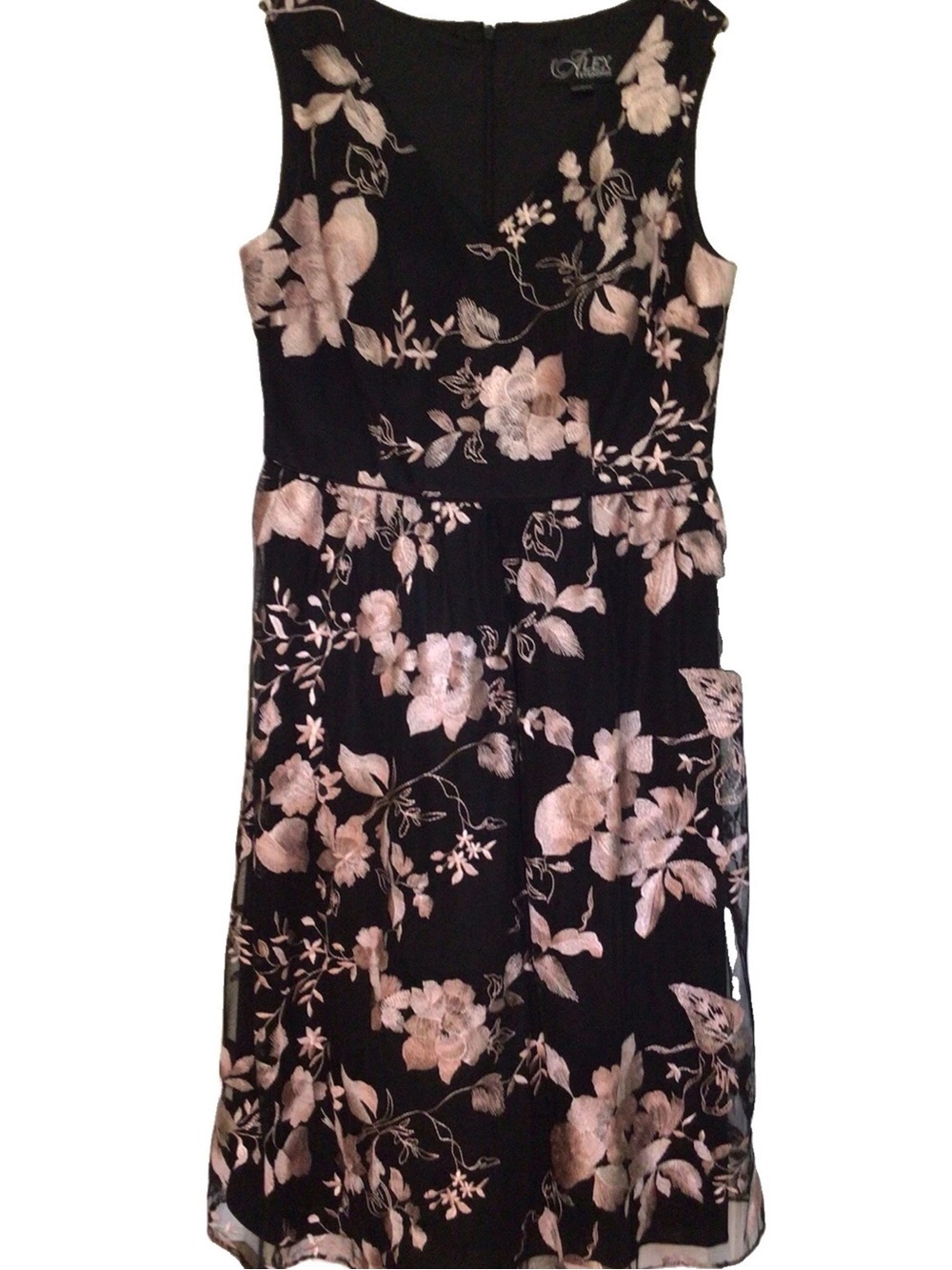 Alex Evenings Floral Embroidered Mesh MIDI Dress 14